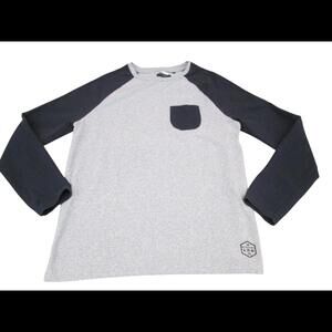 Brave Soul London Mens Size Large Navy Raglan Long Sleeve T-Shirt